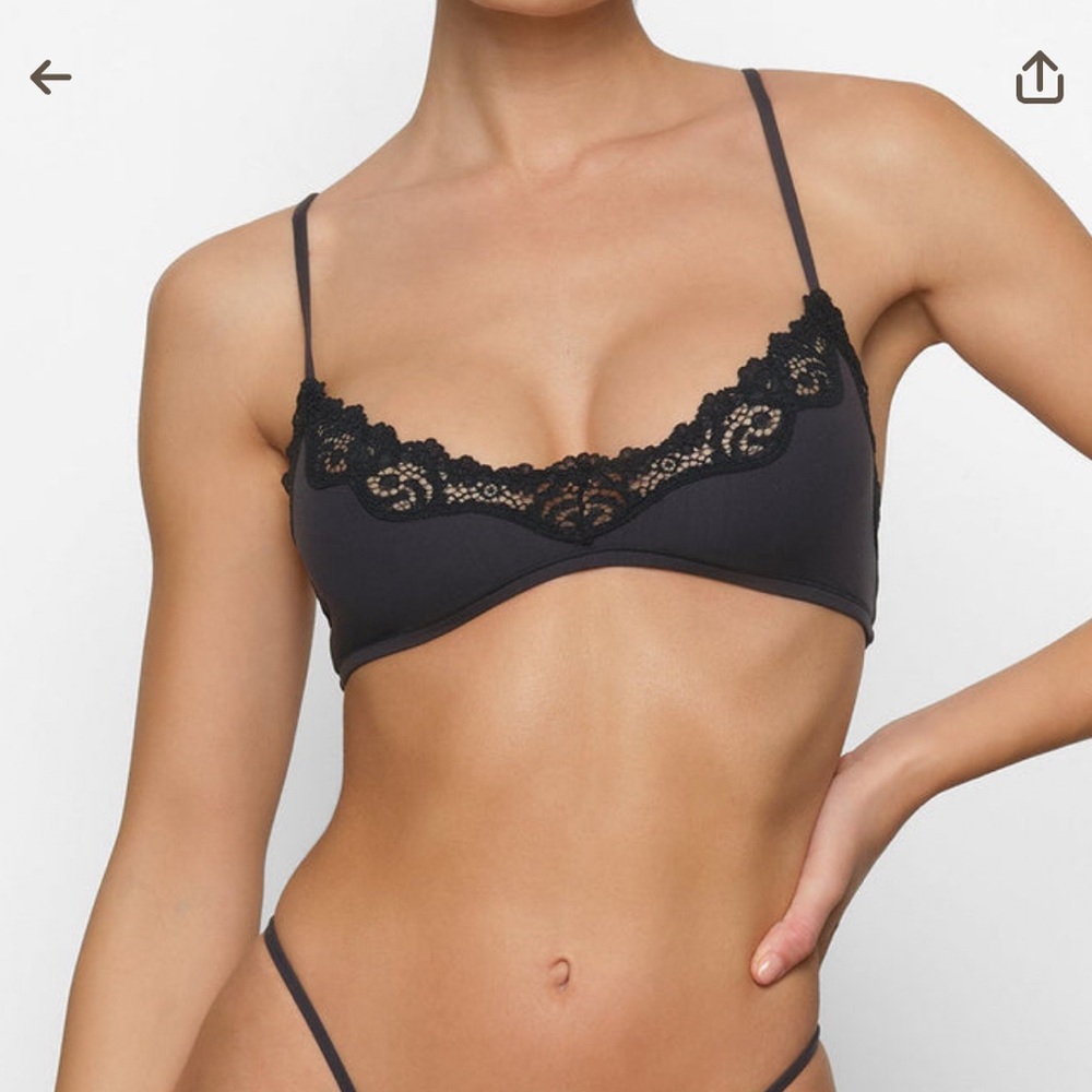 Skims Fits Everybody Lace Scoop Bra - Black 2x